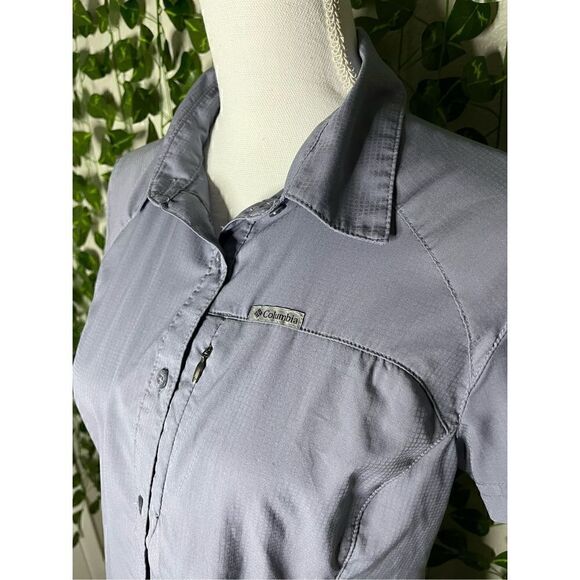 Columbia Gray Kestrel Trail Lite Short Sleeve Button-Up Shirt Size Medium - Picture 3 of 5